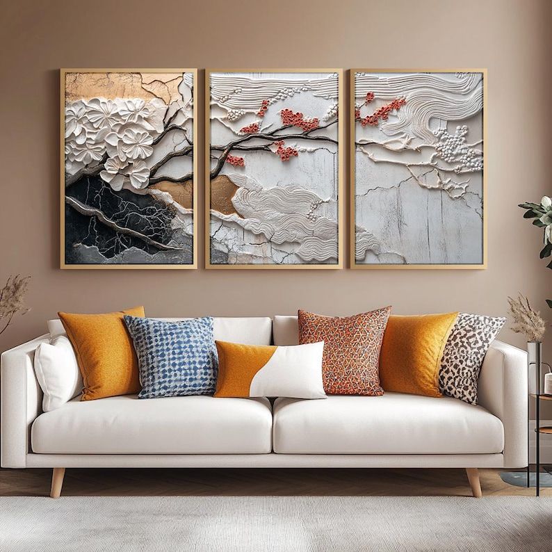 Japandi Triptych Abstract Art | Set of 3