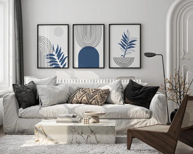 Boho Blue Wall Art | Set of 3