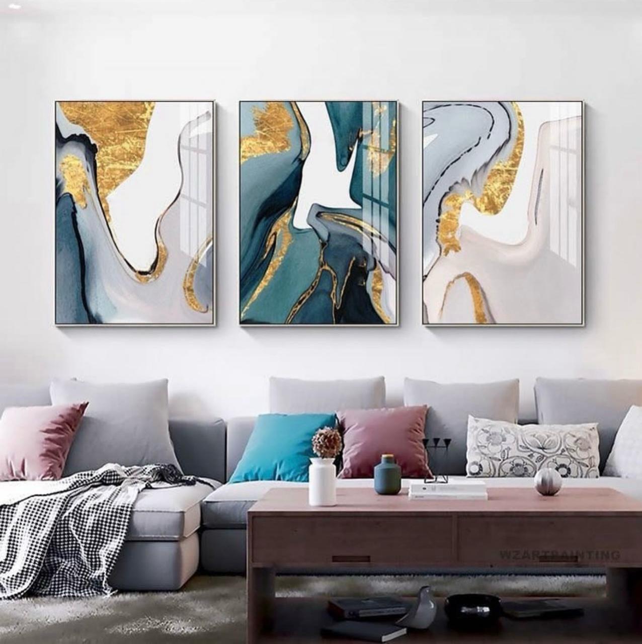Abstract Gold Seascape Art | Set of 3