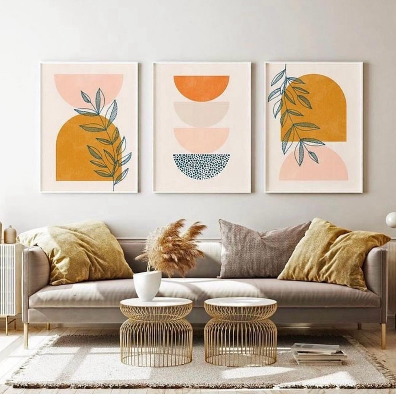 Mid-Century Geometric Wall Art | Set of 3