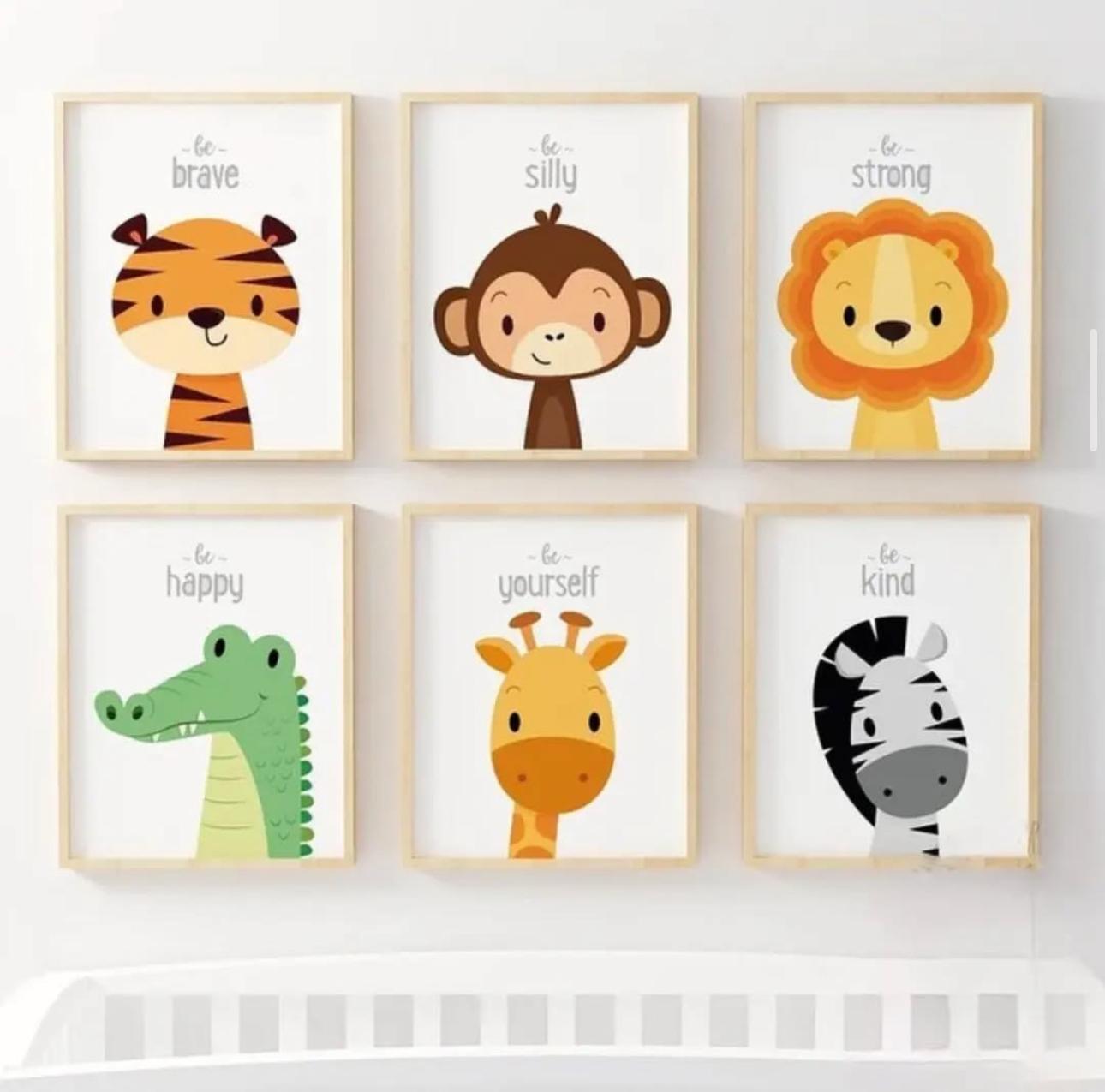 Kids Animals Wall Art | Set of 6