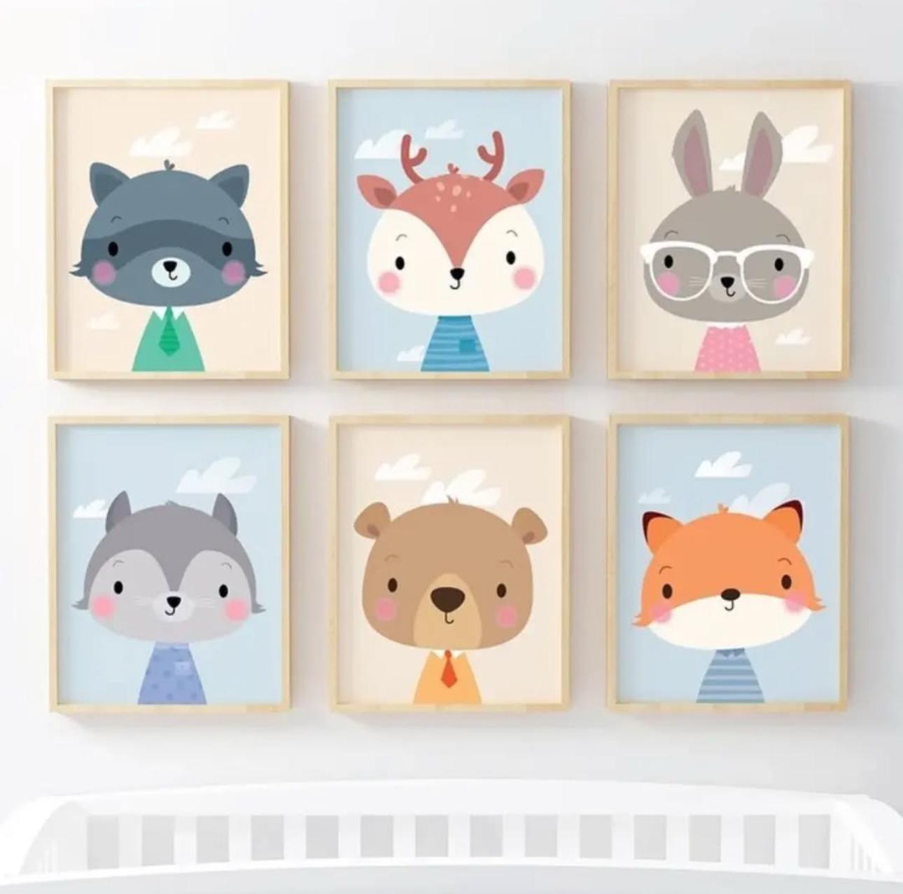 Kids Animals Wall Art | Set of 6