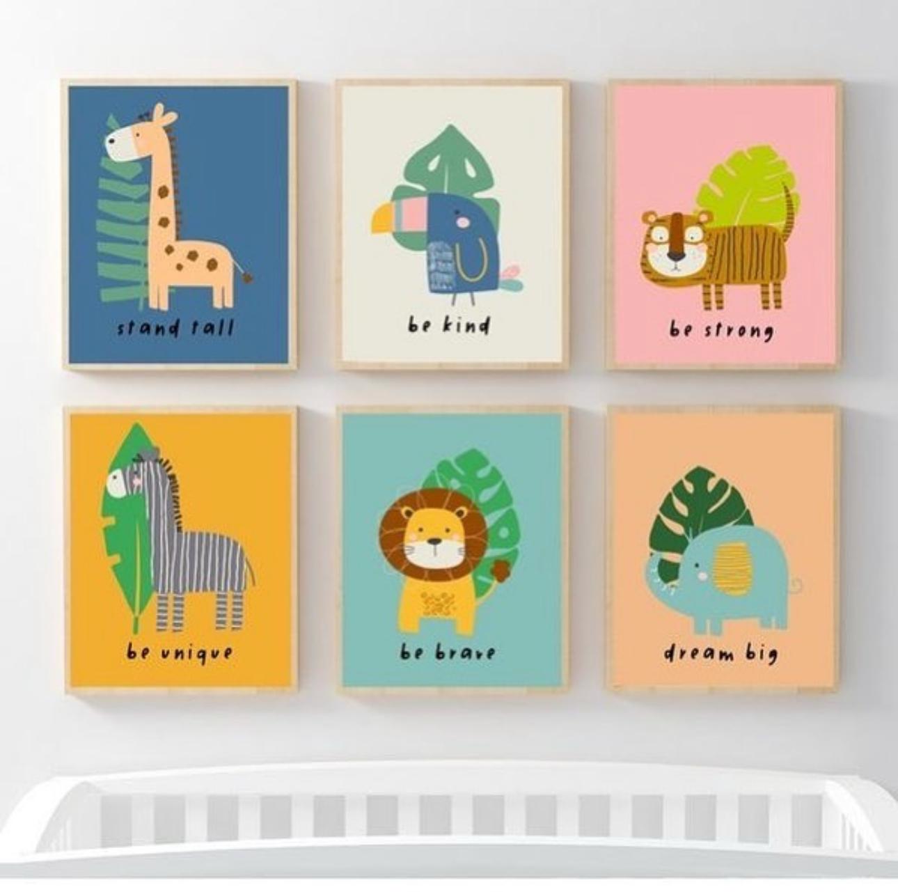 Kids Animals Wall Art | Set of 6