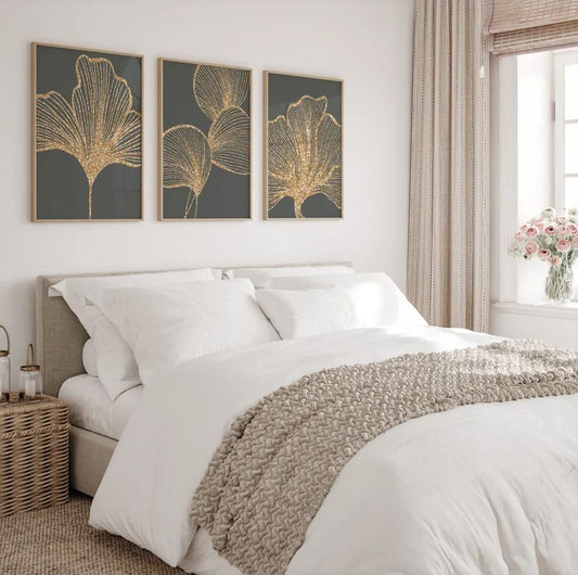 Grey & Gold Wall Art | Set of 3