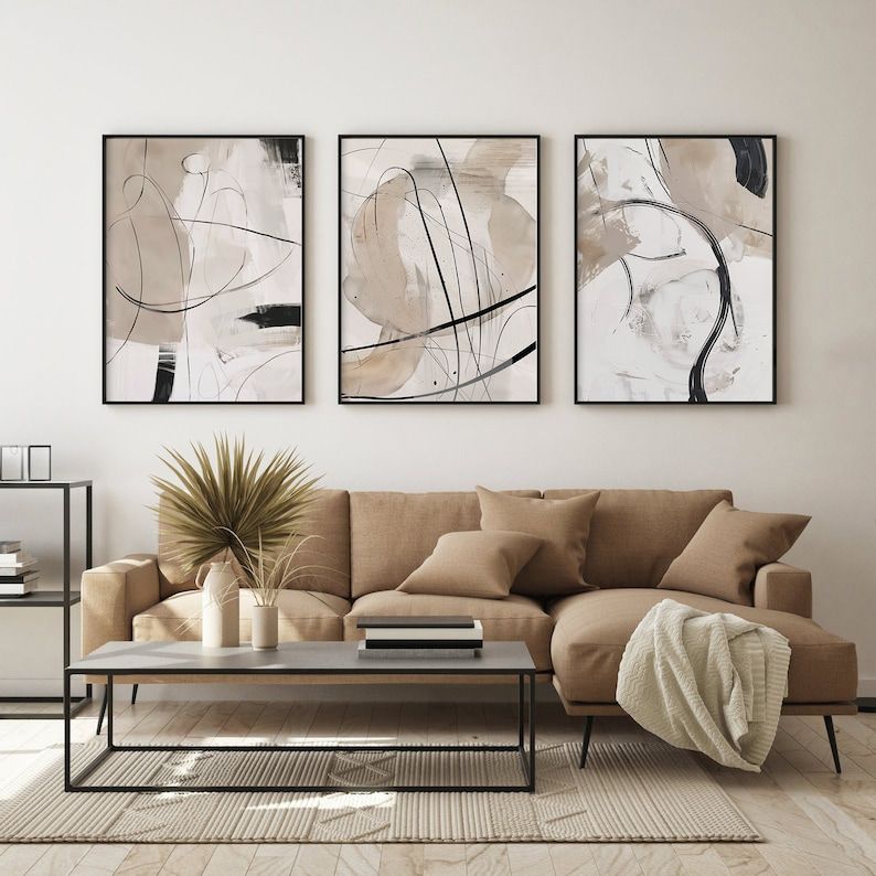 Neutral Nordic Modern Wall Art | Set of 3