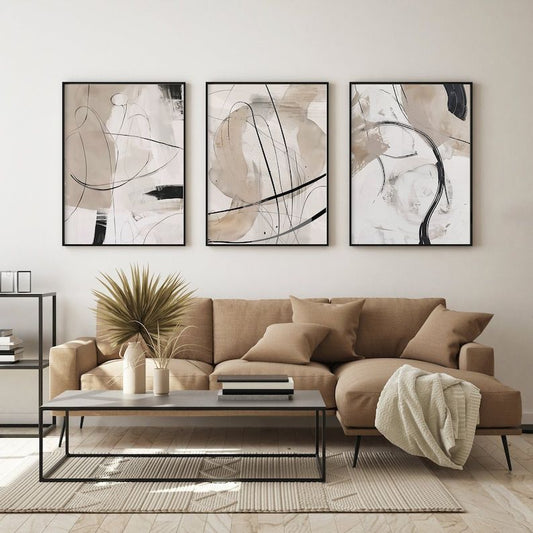 Neutral Nordic Modern Wall Art | Set of 3