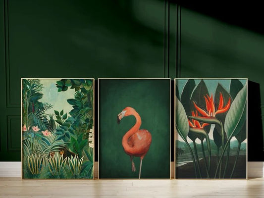 Flamingo Botanical Wall Art | Set of 3