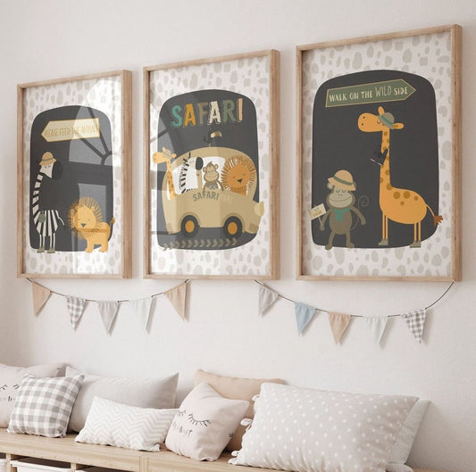 Safari Nursery Wall Art | Set of 3