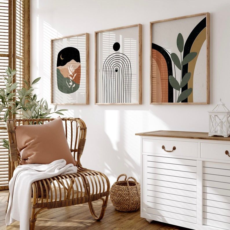 Terracotta & Green Boho Wall Art | Set of 3