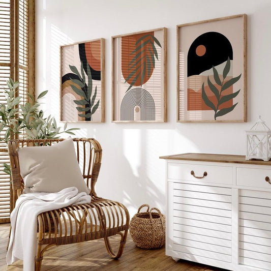 Mid Century Boho Artwork | Set of 3