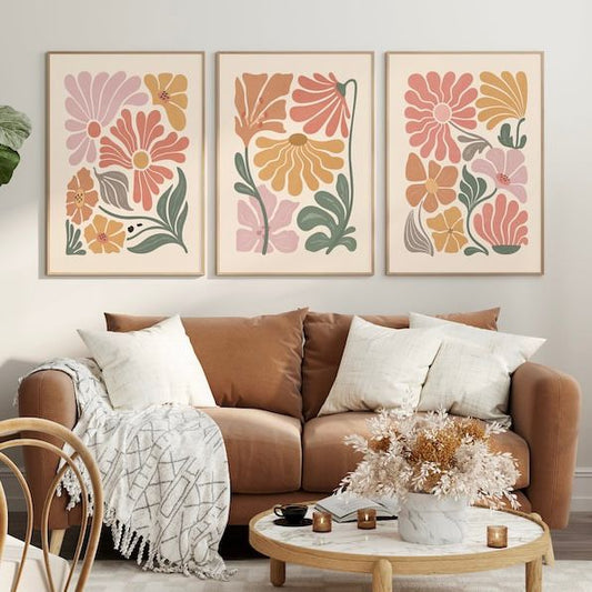 Mid Century Wall Art | Set of 3