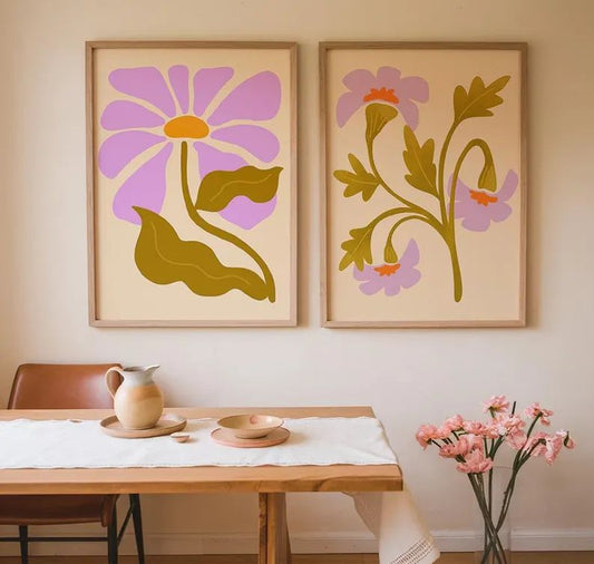 Retro Daisy Wall Art | Set of 2