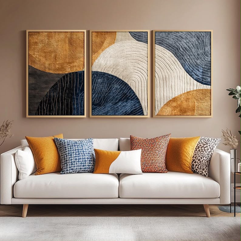 Japandi Triptych Abstract Art | Set of 3