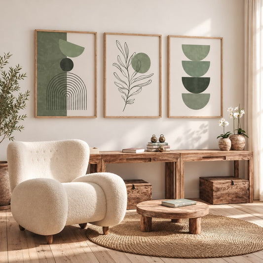Sage Green Boho Wall Art | Set of 3