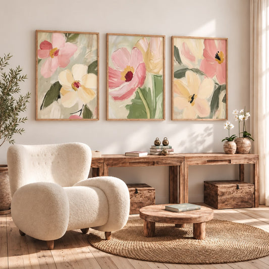Pastel Flowers Wall Art | Set of 3